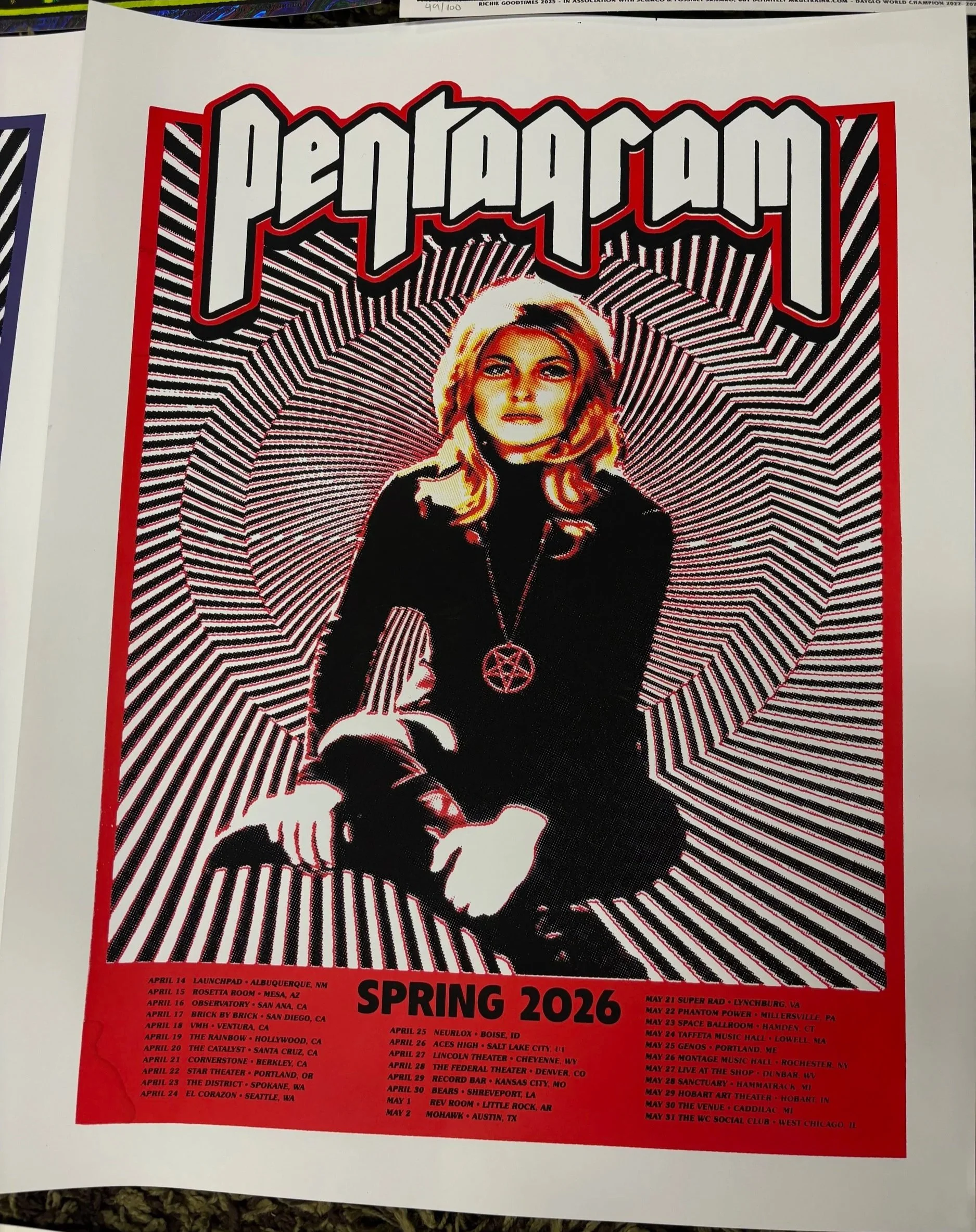 Pentagram Spring 2026 Tour Poster - Striking Black and Green